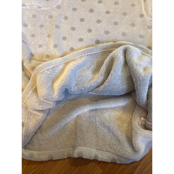 La Vie En Rose Nightgown MED Hooded Gray Polka Dot Plush Lounge Dress Pockets - Picture 3 of 9